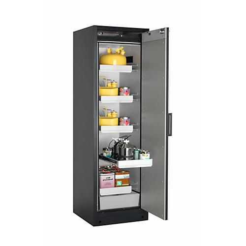 Sicherheitsschrank Typ 90 asecos Q-PEGASUS-90, Flügeltür mit Schließ-Automatik, Anschlag rechts, Front asecos Silber, B 599 x T 615 x H 1953 mm