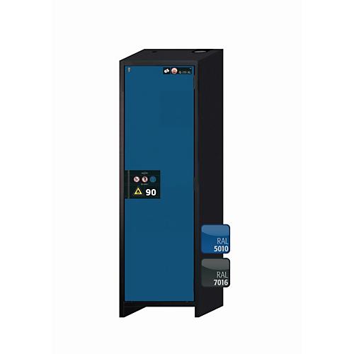 Sicherheitsschrank Typ 90 asecos Q-PEGASUS-90, Flügeltür mit Schließ-Automatik, Anschlag rechts, Front Enzianblau, B 599 x T 615 x H 1953 mm