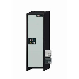 Sicherheitsschrank Typ 90 asecos Q-PEGASUS-90, Flügeltür mit Schließ-Automatik, Anschlag rechts, Front Lichtgrau, B 599 x T 615 x H 1953 mm Sicherheitsschrank Typ 90 asecos Q-PEGASUS-90, Flügeltür mit Schließ-Automatik, Anschlag rechts, Front Lichtgrau, B 599 x T 615 x H 1953 mm