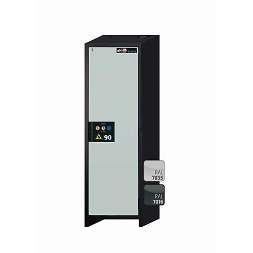Sicherheitsschrank Typ 90 asecos Q-PEGASUS-90, Flügeltür mit Schließ-Automatik, Anschlag rechts, Front Lichtgrau, B 599 x T 615 x H 1953 mm