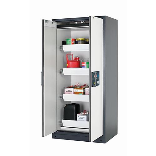 Sicherheitsschrank Typ 90 asecos Q-PEGASUS-90, Flügeltüren mit Schließ-Automatik, Einhandbedienung, Front Reinweiß, B 893 x T 615 x H 1953 mm