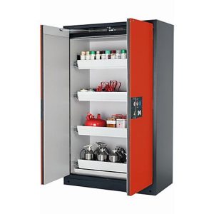 Sicherheitsschrank Typ 90 asecos Q-PEGASUS-90, Flügeltüren mit Schließ-Automatik, Einhandbedienung, Front Verkehrsrot, B 1193 x T 615 x H 1953 mm Sicherheitsschrank Typ 90 asecos Q-PEGASUS-90, Flügeltüren mit Schließ-Automatik, Einhandbedienung, Front Verkehrsrot, B 1193 x T 615 x H 1953 mm