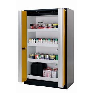 Sicherheitsschrank Typ 90 asecos Q-PHOENIX-90, Falttüren, Front Sicherheitsgelb, B 1193 x T 615 x H 1953 mm Sicherheitsschrank Typ 90 asecos Q-PHOENIX-90, Falttüren, Front Sicherheitsgelb, B 1193 x T 615 x H 1953 mm