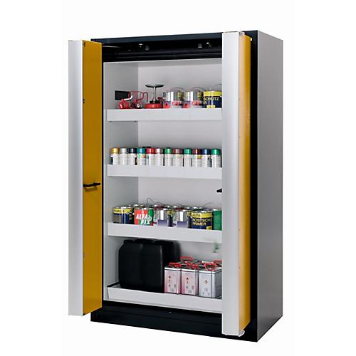 Sicherheitsschrank Typ 90 asecos Q-PHOENIX-90, Falttüren, Front Sicherheitsgelb, B 1193 x T 615 x H 1953 mm
