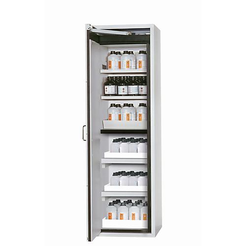 Sicherheitsschrank Typ 90 asecos S-CLASSIC-90, Flügeltür mit Türfeststellanlage, Anschlag links, Front Lichtgrau, B 596 x T 616 x H 1968 mm