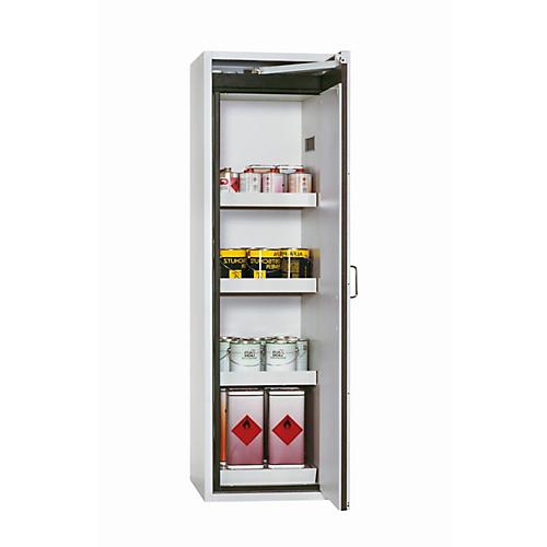 Sicherheitsschrank Typ 90 asecos S-CLASSIC-90, Flügeltür mit Türfeststellanlage, Anschlag rechts, Front Lichtgrau, B 596 x T 616 x H 1968 mm