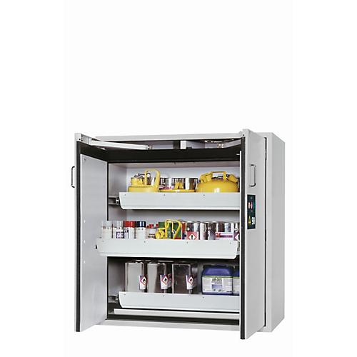 Sicherheitsschrank Typ 90 asecos S-CLASSIC-90, Flügeltüren mit Türfeststellanlage, Front Lichtgrau, B 1196 x T 616 x H 1298 mm