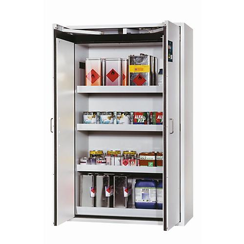 Sicherheitsschrank Typ 90 asecos S-CLASSIC-90, Flügeltüren mit Türfeststellanlage, Front Lichtgrau, B 1196 x T 616 x H 1968 mm