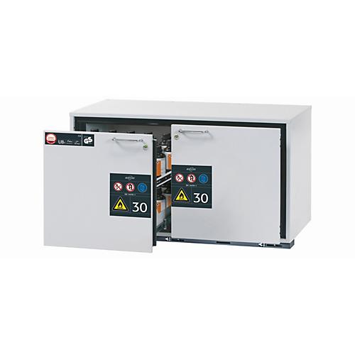 Sicherheitsunterbauschrank Typ 30 asecos UB-S-30, 2 Schubladen, Front Lichtgrau, B 1102 x T 574 x H 600 mm