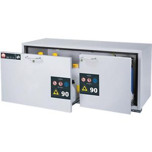 Sicherheitsunterbauschrank Typ 90 asecos UB-S-90, 2 Schubladen, Front Lichtgrau, B 1402 x T 574 x H 600 mm Sicherheitsunterbauschrank Typ 90 asecos UB-S-90, 2 Schubladen, Front Lichtgrau, B 1402 x T 574 x H 600 mm