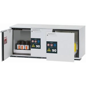 Sicherheitsunterbauschrank Typ 90 asecos UB-ST-90, 1 Schublade, 2 Flügeltüren, Front Lichtgrau, B 1402 x T 502 x H 600 mm Sicherheitsunterbauschrank Typ 90 asecos UB-ST-90, 1 Schublade, 2 Flügeltüren, Front Lichtgrau, B 1402 x T 502 x H 600 mm