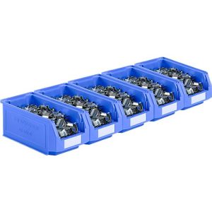 Sichtlagerkästen Serie LF421 SSI Schäfer, stapelbar, 7,8 l, 5 Stück, mit Griffmulde, blau Sichtlagerkästen Serie LF421 SSI Schäfer, stapelbar, 7,8 l, 5 Stück, mit Griffmulde, blau