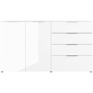 Sideboard, mit 4 Schubladen und 2 Türen, Glasfront- und auflage, B 1840 x T 420 x H 1020 mm, weiß Sideboard, mit 4 Schubladen und 2 Türen, Glasfront- und auflage, B 1840 x T 420 x H 1020 mm, weiß
