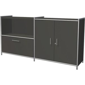 Sideboard Toledo, abschließbar, Schub + Regalfach, 2 OH, Flügeltüren, B 1580 x T 380 mm, anthrazit Sideboard Toledo, abschließbar, Schub + Regalfach, 2 OH, Flügeltüren, B 1580 x T 380 mm, anthrazit