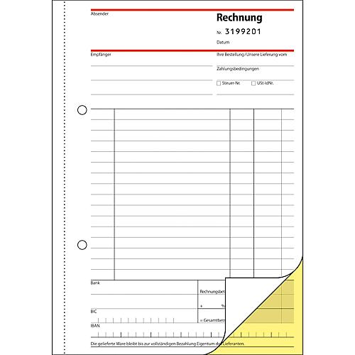 sigel® Rechnungsbuch mit fortlaufender Nummerierung SD131, DIN A5 hoch, 2 x 50 Blatt,