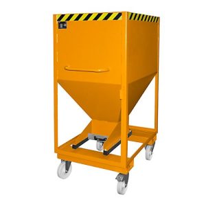 Silobehälter Typ SRE-D 600, mit Einfahrtaschen und Rädern, lackiert, orange Silobehälter Typ SRE-D 600, mit Einfahrtaschen und Rädern, lackiert, orange
