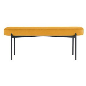 Sitzbank easyChair® by Paperflow GAIA, oval L, Stoffbezug safran, 4-Fußgestell mattschwarz, B 1180 x T 420 x H 455 mm Sitzbank easyChair® by Paperflow GAIA, oval L, Stoffbezug safran, 4-Fußgestell mattschwarz, B 1180 x T 420 x H 455 mm