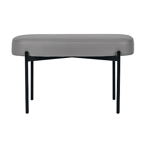 Sitzbank easyChair® by Paperflow GAIA, oval M, desinfektionsmittelbeständiger Kunstlederbezug grau, 4-Fußgestell mattschwarz, B 790 x T 420 x H 455 mm
