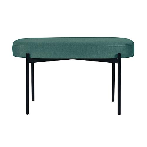 Sitzbank easyChair® by Paperflow GAIA, oval M, Samtbezug grün, 4-Fußgestell mattschwarz, B 790 x T 420 x H 455 mm
