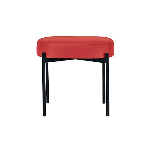 Sitzbank easyChair® by Paperflow GAIA, oval S, desinfektionsmittelbeständiger Kunstlederbezug rot, 4-Fußgestell mattschwarz, B 490 x T 380 x H 455 mm