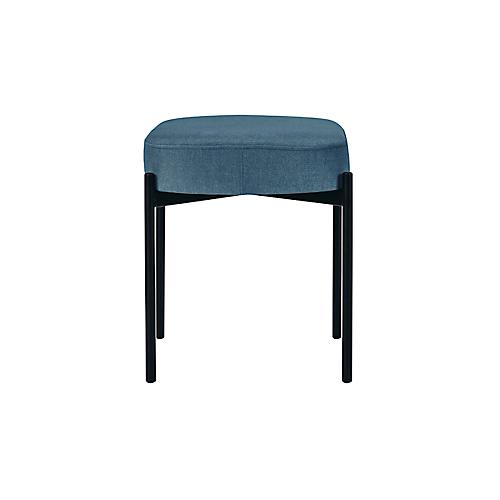 Sitzbank easyChair® by Paperflow GAIA, oval S, Samtbezug blau, 4-Fußgestell mattschwarz, B 490 x T 380 x H 455 mm