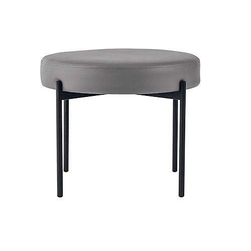 Sitzbank easyChair® by Paperflow GAIA, rund, desinfektionsmittelbeständiger Kunstlederbezug grau, 4-Fußgestell mattschwarz, B 575 x T 575 x H 455 mm
