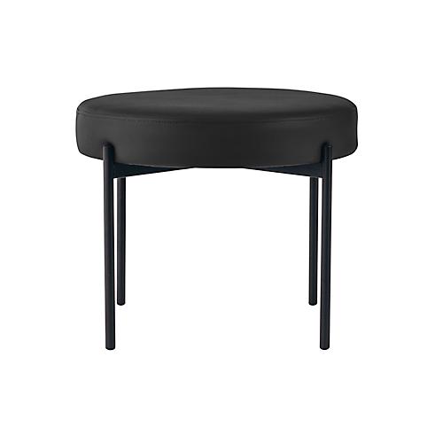 Sitzbank easyChair® by Paperflow GAIA, rund, desinfektionsmittelbeständiger Kunstlederbezug schwarz, 4-Fußgestell mattschwarz, B 575 x T 575 x H 455 mm
