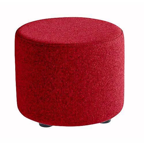 Sitzhocker TAPA Round, Sperrholz, gepolstert, Schurwolle-Bezug, rot
