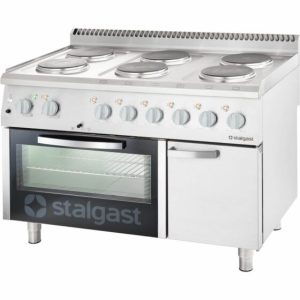 STALGAST Elektro-Herd mit 6 Kochplatten, statischem Backofen GN 2/1 und Unterschrank STALGAST Elektro-Herd mit 6 Kochplatten, statischem Backofen GN 2/1 und Unterschrank