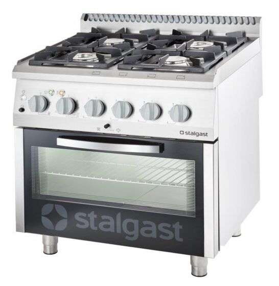 STALGAST Gasherd mit 4 Brennern (3,5+2x5+7), Elektro-Backofen GN2/1