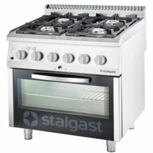 STALGAST Gasherd mit 4 Brennern (3,5x2x5+7), Elektro-Umluft-Backofen GN1/1 STALGAST Gasherd mit 4 Brennern (3,5x2x5+7), Elektro-Umluft-Backofen GN1/1