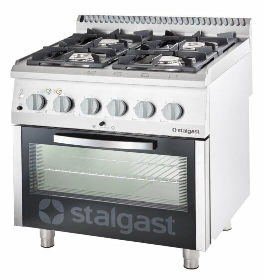 STALGAST Gasherd mit 4 Brennern (3,5+5+2x7) und Elektro-Backofen GN2/1