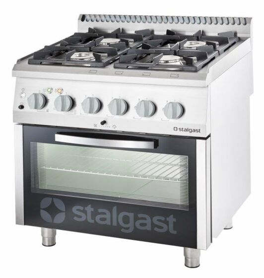 STALGAST Gasherd mit 4 Brennern (2x5+2x7) und Elektro-Backofen GN2/1