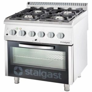STALGAST Gasherd mit 4 Brennern (2×5+2×7) und Elektro-Umluft-Backofen GN1/1 STALGAST Gasherd mit 4 Brennern (2×5+2×7) und Elektro-Umluft-Backofen GN1/1