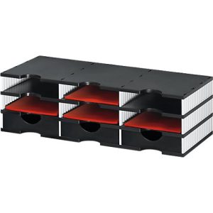 Sortierstation Set Styro styrodoc Trio, 3 Schubladen & 9 Fächer, weiß-schwarz/schwarz