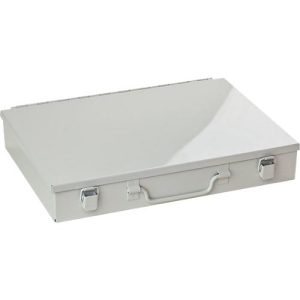 Sortimentskoffer ADB, leer, 24-fache Einteilung, abschließbar, mit Griff, B 330 x T 230 x H 50 mm, Stahl & ABS-Kunststoff, lichtgrau RAL 7035 Sortimentskoffer ADB, leer, 24-fache Einteilung, abschließbar, mit Griff, B 330 x T 230 x H 50 mm, Stahl & ABS-Kunststoff, lichtgrau RAL 7035