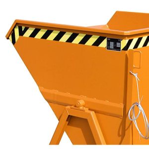 Späne-Kippmulde Bauer SKS 550, Stahl, orange, B 1250 x T 1200 x H 1170 mm, 550 l, bis 1000 kg, Rollen, Ablasshahn, Manuelle Kippvorrichtung Späne-Kippmulde Bauer SKS 550, Stahl, orange, B 1250 x T 1200 x H 1170 mm, 550 l, bis 1000 kg, Rollen, Ablasshahn, Manuelle Kippvorrichtung