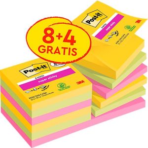 Sparpaket Post-it® Haftnotizen Super Sticky Z-Notes R330-12SS-CARN, 76 x 76 mm, wiederablösbar, cellophanfrei verpackt, farbig, 12 Blöcke á 90 Blatt Sparpaket Post-it® Haftnotizen Super Sticky Z-Notes R330-12SS-CARN, 76 x 76 mm, wiederablösbar, cellophanfrei verpackt, farbig, 12 Blöcke á 90 Blatt