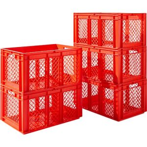 Sparset 5-teilig Euro Box Serie EF 6321, PP, Inhalt 63,7 l, bis 20 kg, durchbrochene Wände, Durchfassgriff, rot Sparset 5-teilig Euro Box Serie EF 6321, PP, Inhalt 63,7 l, bis 20 kg, durchbrochene Wände, Durchfassgriff, rot