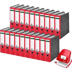 Sparset Leitz® Ordner 1080, 80 mm, 20 Stück + Gratis Leitz® Locher NeXXt Serie 5008, rot Sparset Leitz® Ordner 1080, 80 mm, 20 Stück + Gratis Leitz® Locher NeXXt Serie 5008, rot