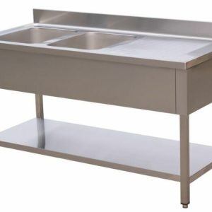 SARO Spültisch 2 Becken, links – B 2000 x T 700 mm SARO Spültisch 2 Becken, links – B 2000 x T 700 mm