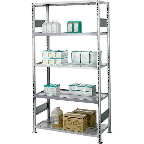 SSI Schäfer Archivregal, Grundfeld, 5 Böden, B 750 x T 600 mm, verzinkt