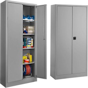 SSI Schäfer Universalschrank 2er-Set, Stahl, abschließbar, 950 x 400 x 1935 mm, 5 OH, weißaluminium RAL 9006 SSI Schäfer Universalschrank 2er-Set, Stahl, abschließbar, 950 x 400 x 1935 mm, 5 OH, weißaluminium RAL 9006