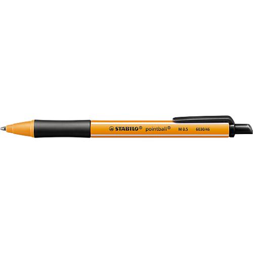 STABILO® Kugelschreiber pointball, Druckmechanik, dokumentenecht, Strichstärke 0,5 mm, 10 Stk., schwarz