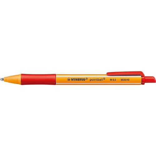 STABILO® Kugelschreiber pointball, Druckmechanik, Strichstärke 0,5 mm, 10 Stk., rot