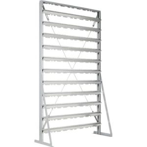 Ständerregal, 1-seitig bestückbar, 11 Reihen, ohne Sichtlagerkästen, B 1145 x T 400 x H 1950 mm, Stahl, grau Ständerregal, 1-seitig bestückbar, 11 Reihen, ohne Sichtlagerkästen, B 1145 x T 400 x H 1950 mm, Stahl, grau