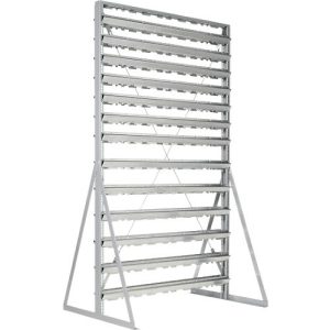 Ständerregal, 2-seitig bestückbar, 26 Reihen, ohne Sichtlagerkästen, B 1145 x T 800 x H 1950 mm, Stahl, grau Ständerregal, 2-seitig bestückbar, 26 Reihen, ohne Sichtlagerkästen, B 1145 x T 800 x H 1950 mm, Stahl, grau