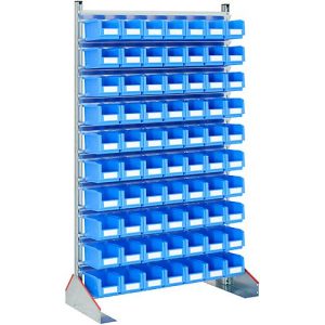 Ständerregal einseitig, B 1130 x T 500 x H 1885 mm, 70 x 3 l, blau Ständerregal einseitig, B 1130 x T 500 x H 1885 mm, 70 x 3 l, blau