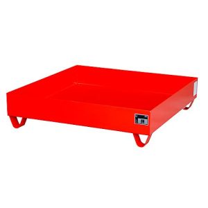 Stahl-Auffangwanne ohne Gitterrost, 1200 x 1200 mm, rot RAL 3000 Stahl-Auffangwanne ohne Gitterrost, 1200 x 1200 mm, rot RAL 3000