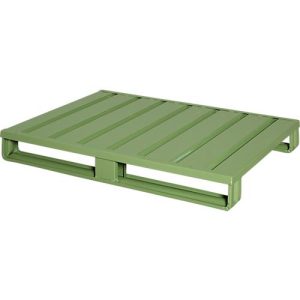 Stahlflachpalette, Euro-Maß, bis 1500 kg, geschlossenes Oberdeck, 2 Stahlkufen, L 1200 x B 800 x H 130 mm, Stahl, Resedagrün RAL 6011 Stahlflachpalette, Euro-Maß, bis 1500 kg, geschlossenes Oberdeck, 2 Stahlkufen, L 1200 x B 800 x H 130 mm, Stahl, Resedagrün RAL 6011